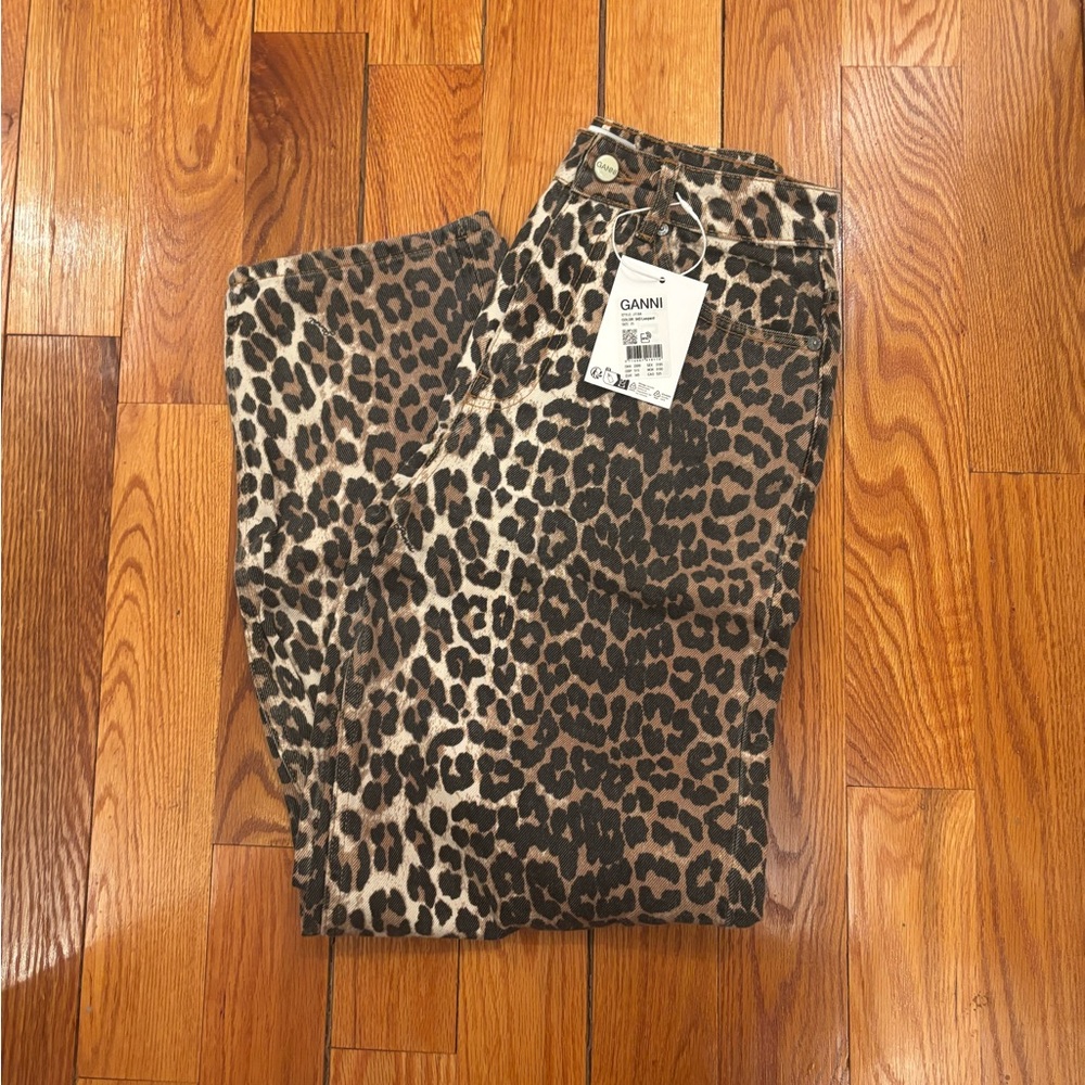 NWT - Ganni Leopard Print Pants - Brown and Black